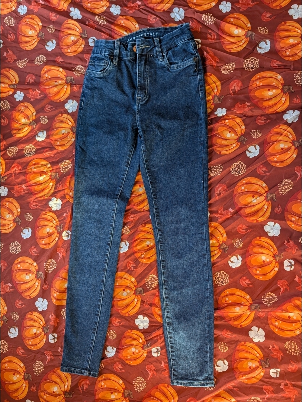 Aeropostale High-Rise Skinny Jeans in Dark Blue 0 Reg